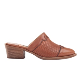 Marco Shoes Damen-Slipper aus Leder mit Rillen braun