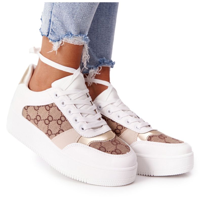 Sportschuhe Sneakers auf der Plattform weiß und gold Allisone golden