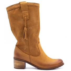 Olivier Durchbrochene Damenstiefel D44 camel braun