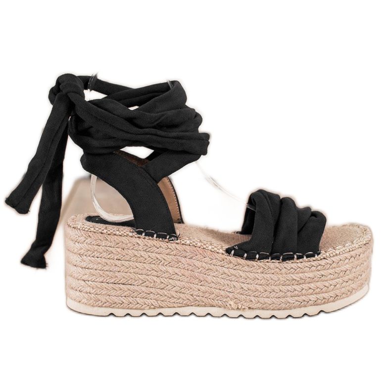 Seastar Gebundene Sandalen auf einer hohen Plattform schwarz