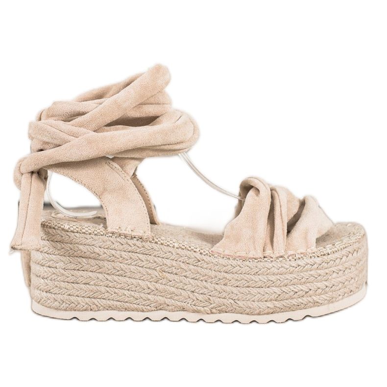 Seastar Gebundene Sandalen auf einer hohen Plattform beige