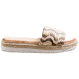 SHELOVET Espadrilles Hausschuhe auf der Plattform beige braun
