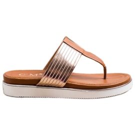 Cm Paris Bequeme Flip-Flops aus Öko-Leder braun golden