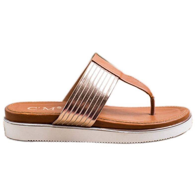 Cm Paris Bequeme Flip-Flops aus Öko-Leder braun golden