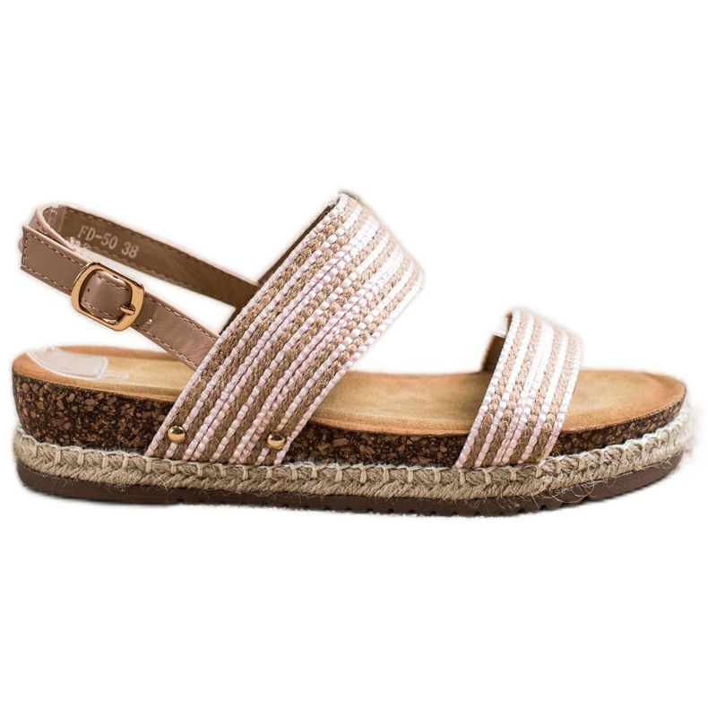 SHELOVET Bequeme Sandalen mit Schnalle braun rosa