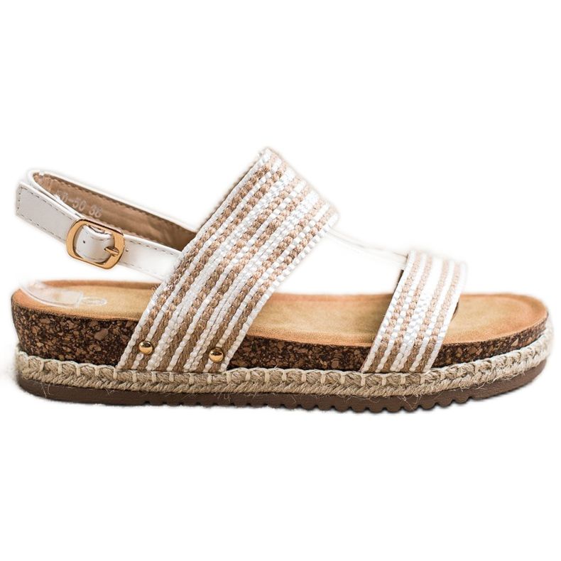 SHELOVET Bequeme Sandalen mit Schnalle weiß braun