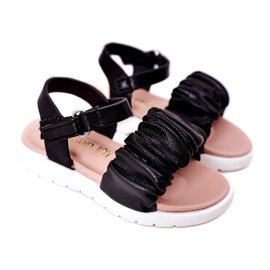 FR1 Schwarze Aimy Sandalen für Kinder mit Klettverschluss