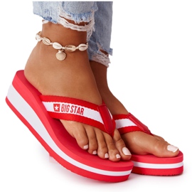 Damen Flip-Flops auf dem Keil Big Star HH274A095 Rot weiß