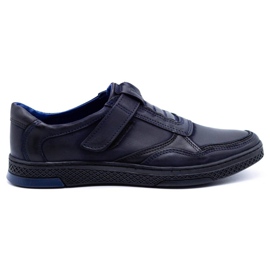 Polbut Herren Freizeitschuhe aus Leder 2102 marineblau genarbt navy blau