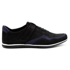 Polbut Herren Freizeitschuhe aus Leder 2102/2 schwarz mit marineblau