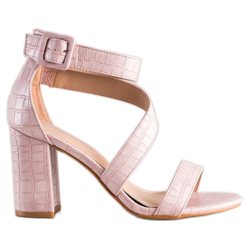 Renda Sandalen an einer Bar mit Öko-Leder rosa