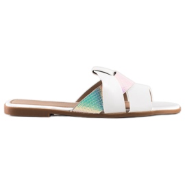 SHELOVET Hausschuhe mit Holo-Einsatz weiß