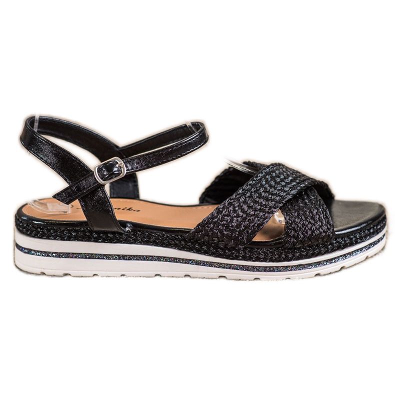 Mannika Schwarze Sandalen auf der Plattform