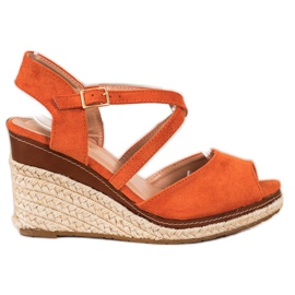 Sixth Sense Orangefarbene Sandalen auf einem Keil
