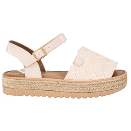 SHELOVET Espadrilles-Sandalen mit Öko-Leder beige