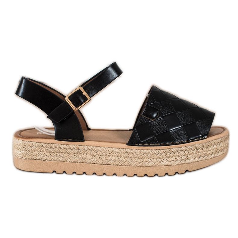 SHELOVET Espadrilles-Sandalen mit Öko-Leder schwarz
