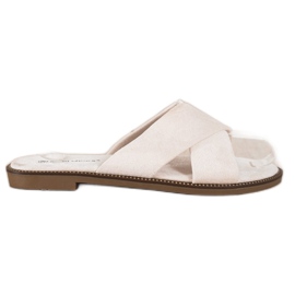 Ideal Shoes Elegante Hausschuhe aus Wildleder beige
