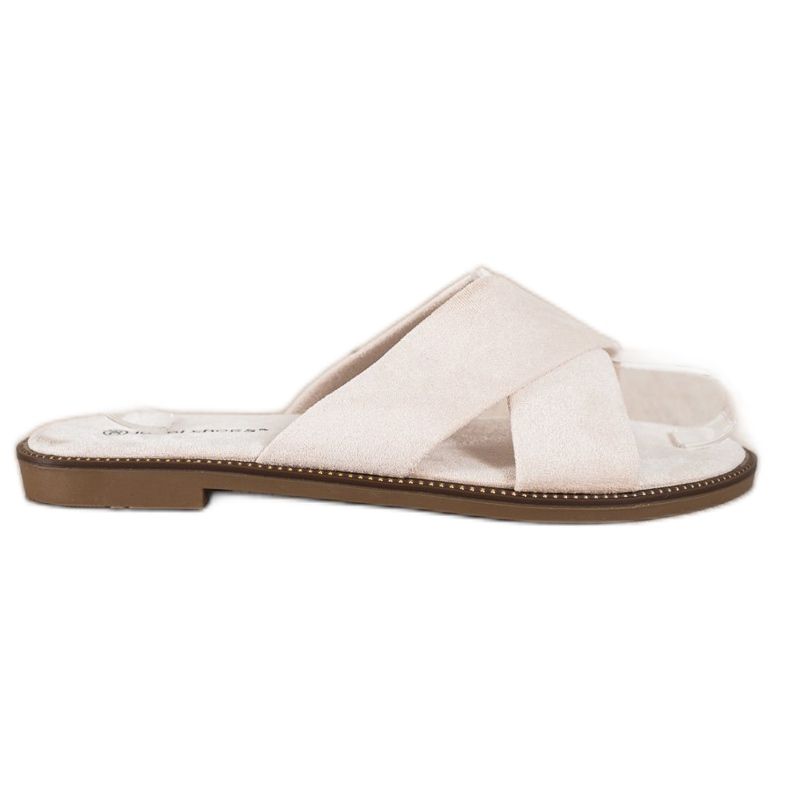 Ideal Shoes Elegante Hausschuhe aus Wildleder beige