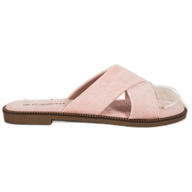 Ideal Shoes Elegante Hausschuhe aus Wildleder rosa