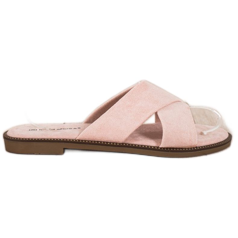 Ideal Shoes Elegante Hausschuhe aus Wildleder rosa
