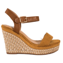 SHELOVET Espadrilles auf Keilsandalen braun