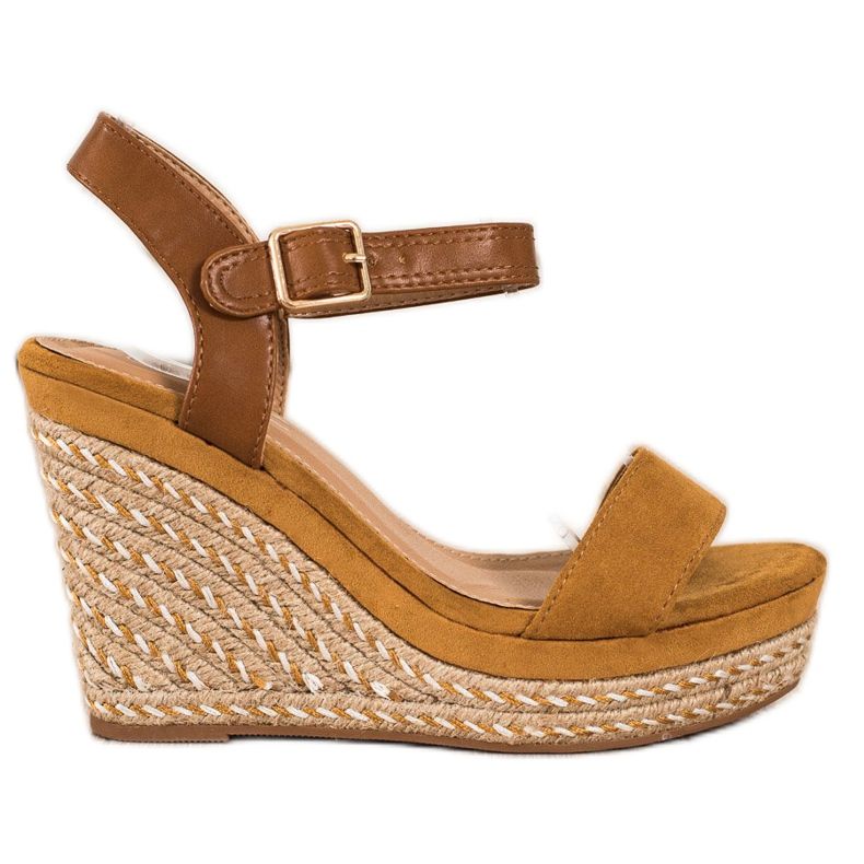 SHELOVET Espadrilles auf Keilsandalen braun