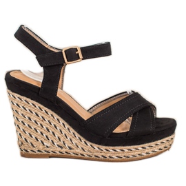 SHELOVET Elegante Sandalen auf einem Keil schwarz