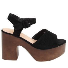 Schwarze Sandalen Clogs F8201 Schwarz