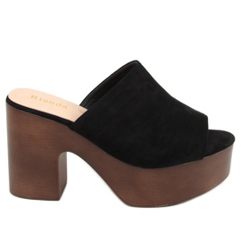 Schwarz F8202 Schwarze Clogs Hausschuhe