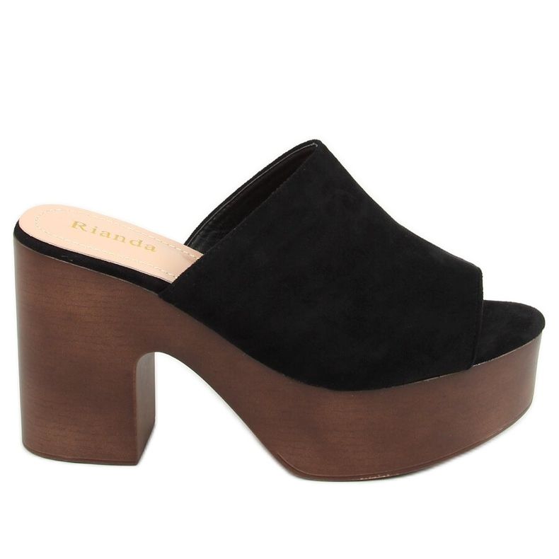 Schwarz F8202 Schwarze Clogs Hausschuhe