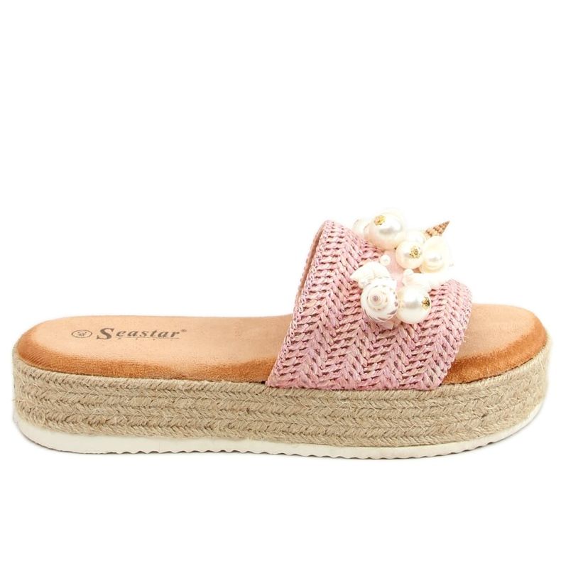 Hausschuhe Espadrilles mit rosa Muscheln CK117P Pink