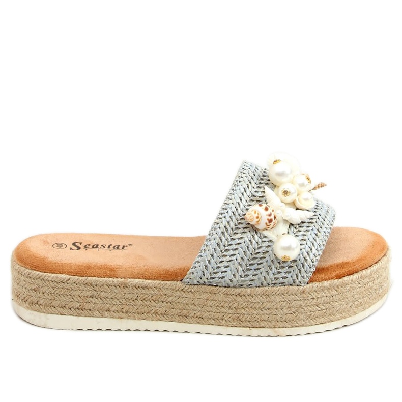 Blaue Espadrilles mit Muscheln CK117P Blau