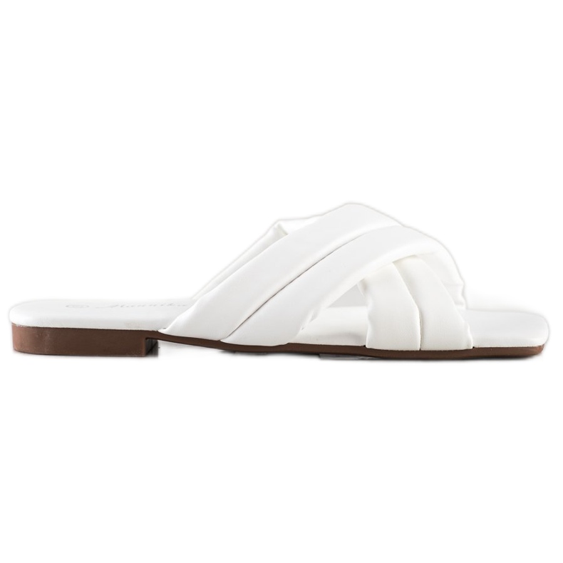 Mannika Bequeme Hausschuhe aus Öko-Leder weiß