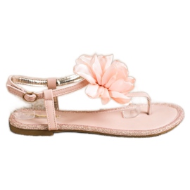 BUONAROTTI Flip-Flops Sandalen mit Blume orange rosa