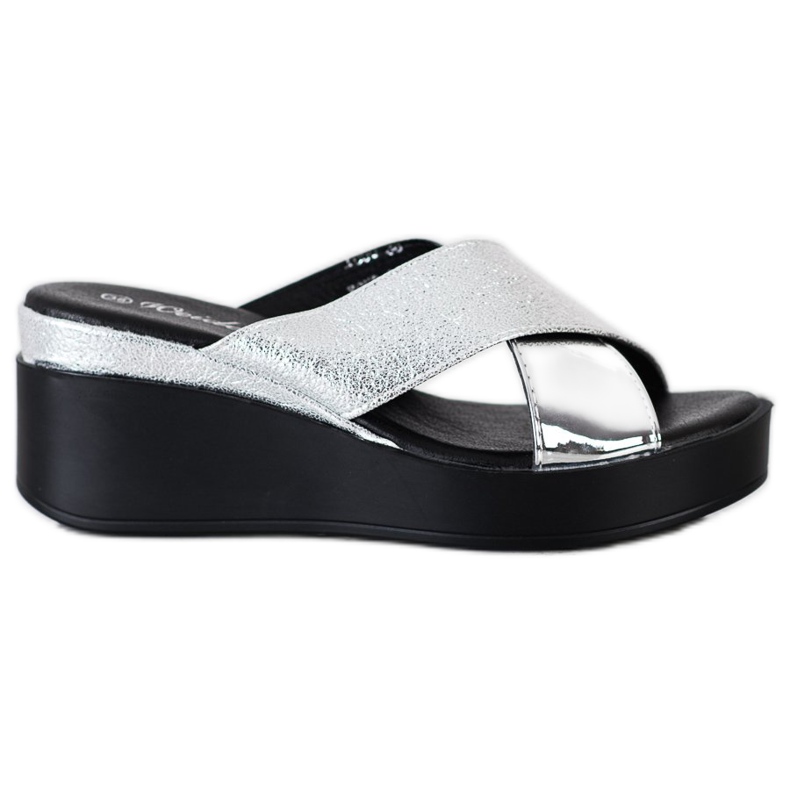 Weide Silberne Keilpantoffeln silber-