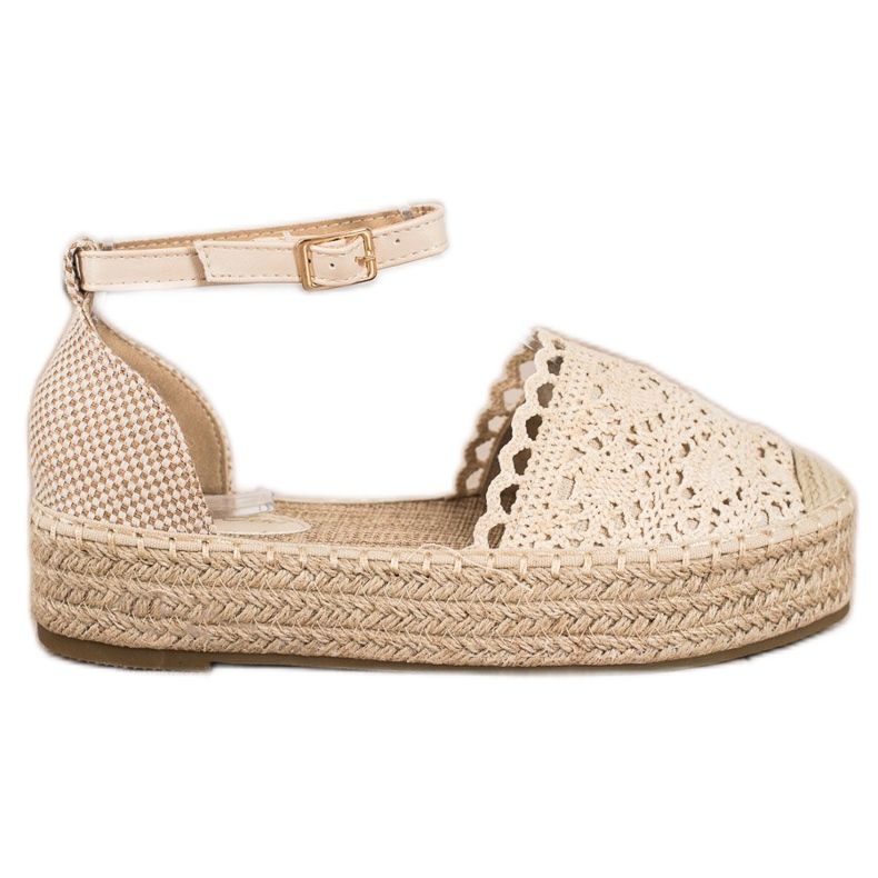 Sixth Sense Espadrilles mit Spitzeneinsatz beige