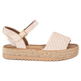 SHELOVET Geflochtene Espadrilles-Sandalen beige