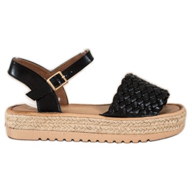 SHELOVET Geflochtene Espadrilles-Sandalen schwarz