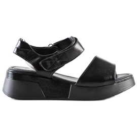 Weide Sandalen mit Klettverschluss schwarz