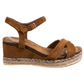 SHELOVET Keilsandalen mit Wildleder braun