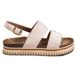 Ideal Shoes Wildledersandalen auf der Plattform beige