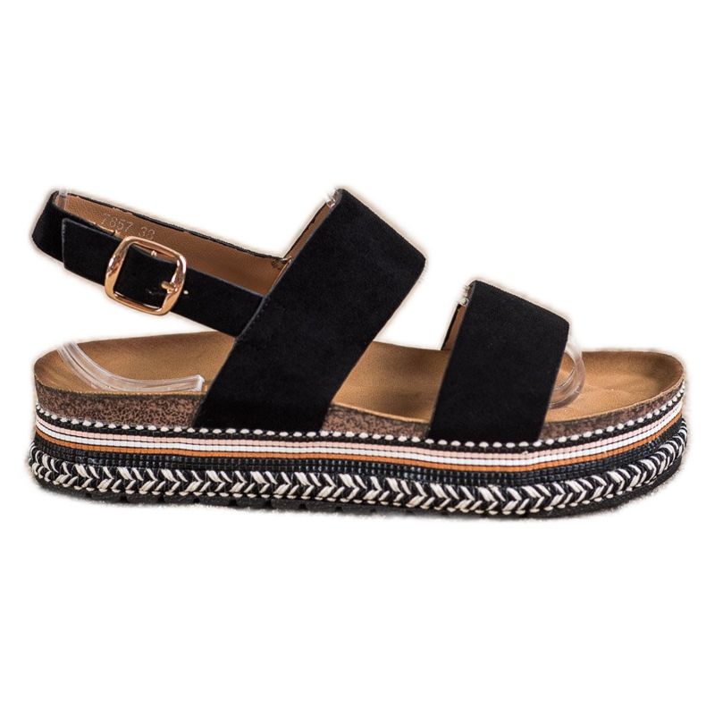 Ideal Shoes Wildledersandalen auf der Plattform schwarz