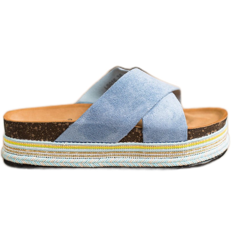 SHELOVET Blaue Wildleder Hausschuhe