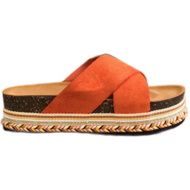 SHELOVET Orange Hausschuhe mit Wildleder