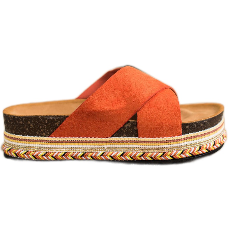 SHELOVET Orange Hausschuhe mit Wildleder