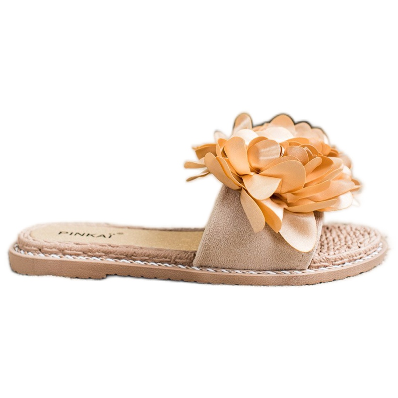 SHELOVET Beige Hausschuhe mit Blume
