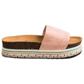 SHELOVET Bequeme Wildleder Hausschuhe rosa