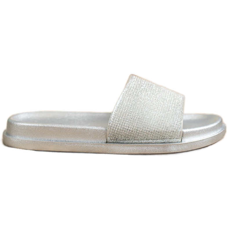 SHELOVET Silberglänzende Hausschuhe silber-