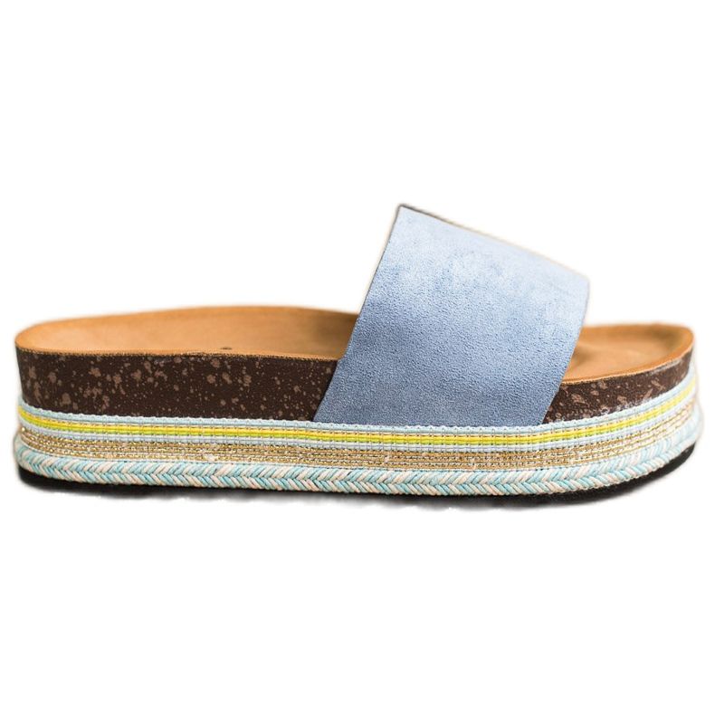 SHELOVET Bequeme Wildleder Hausschuhe blau