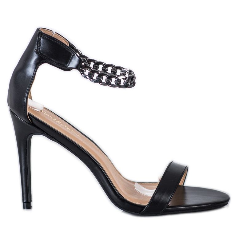 SHELOVET Sandalen auf einem hohen Absatz mit einer Kette schwarz